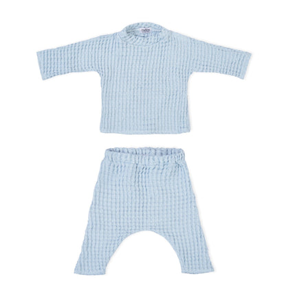 Linen Baby/Kid Clothing Set - Blue-0