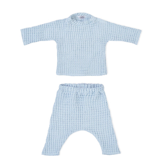 Linen Baby/Kid Clothing Set - Blue-0
