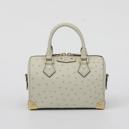 Womens Genuine Ostrich Skin Leathe Top Handle Pillow Bag-1