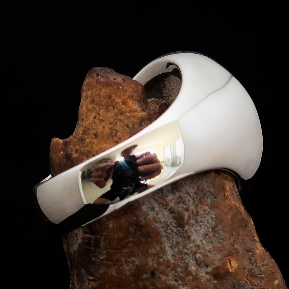 Sterling Silver Men's Ring Marihuana Cannabis Leaf in Green-3