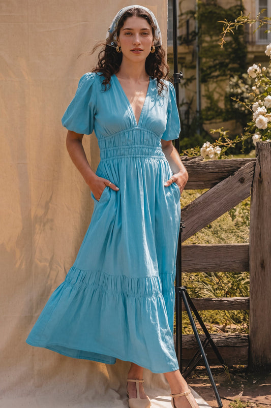 Ida Linen Midi Dress-0