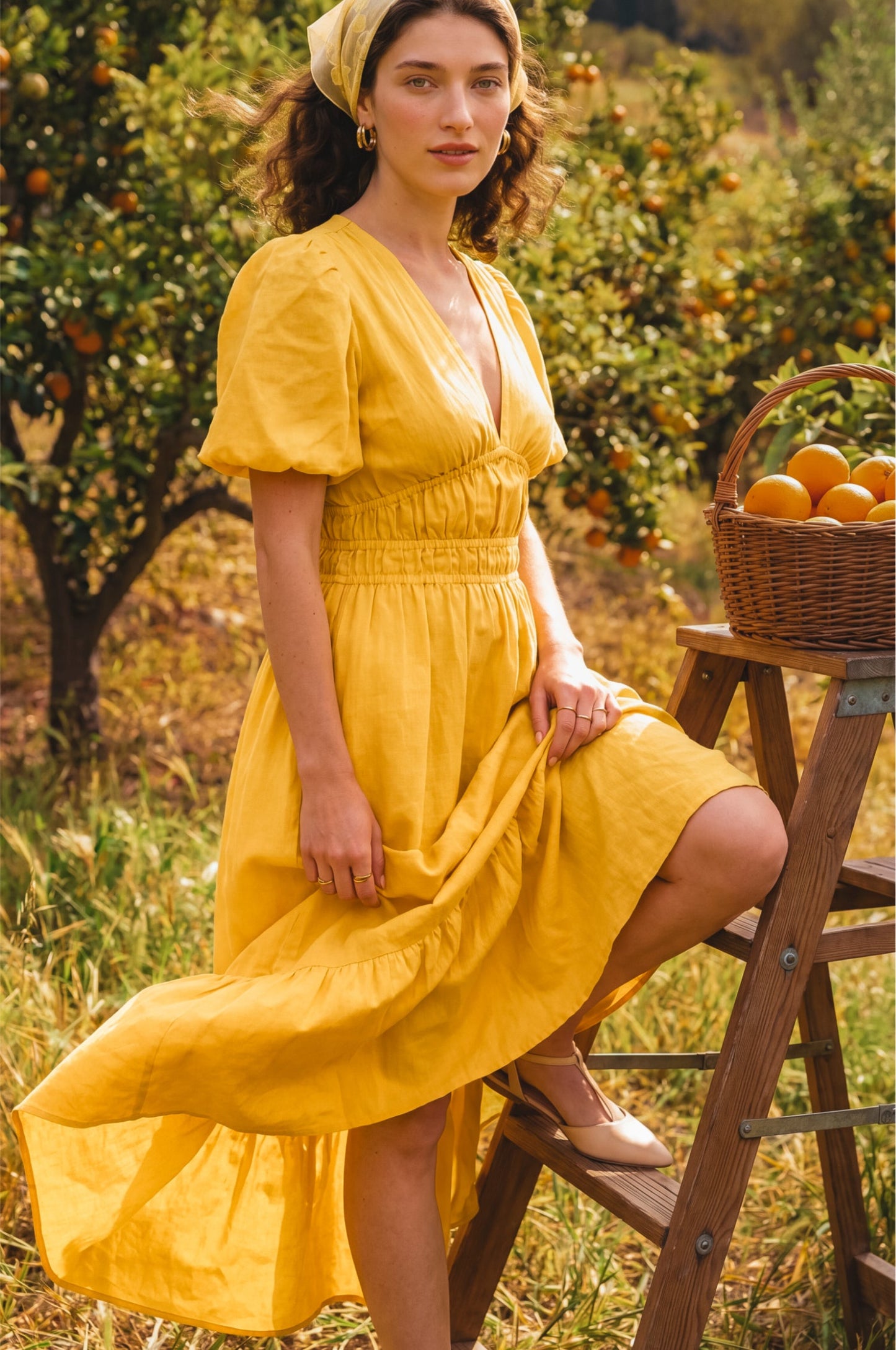Ida Linen Midi Dress-0