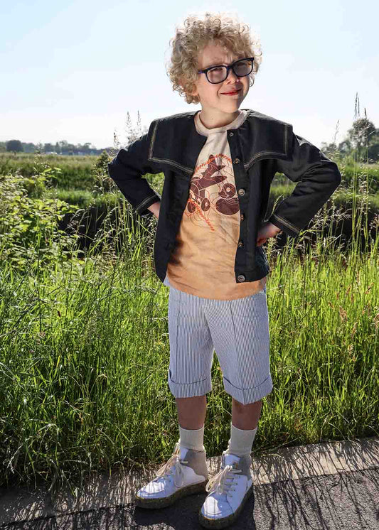 The Striped Short Pants — Grey