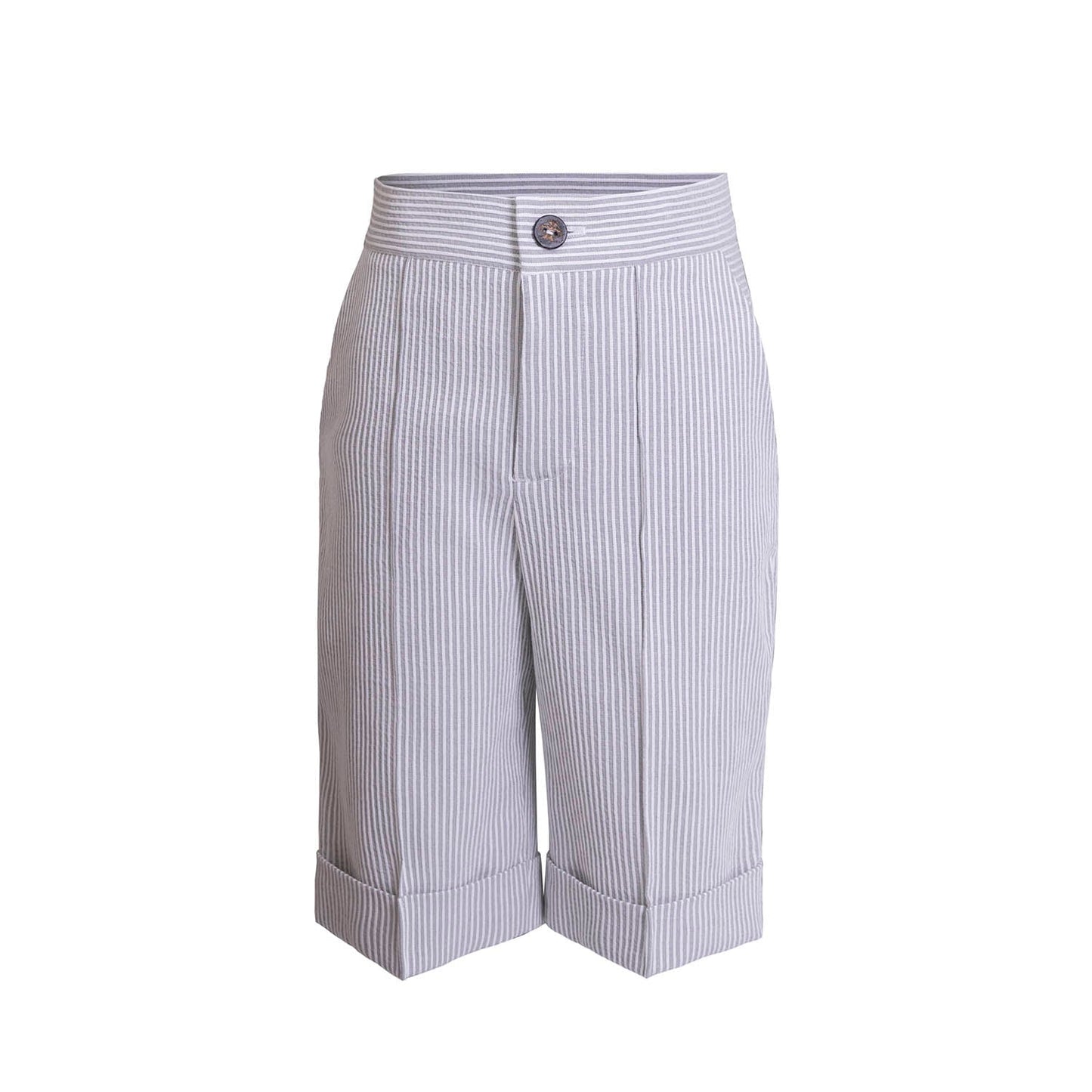 The Striped Short Pants — Grey-0