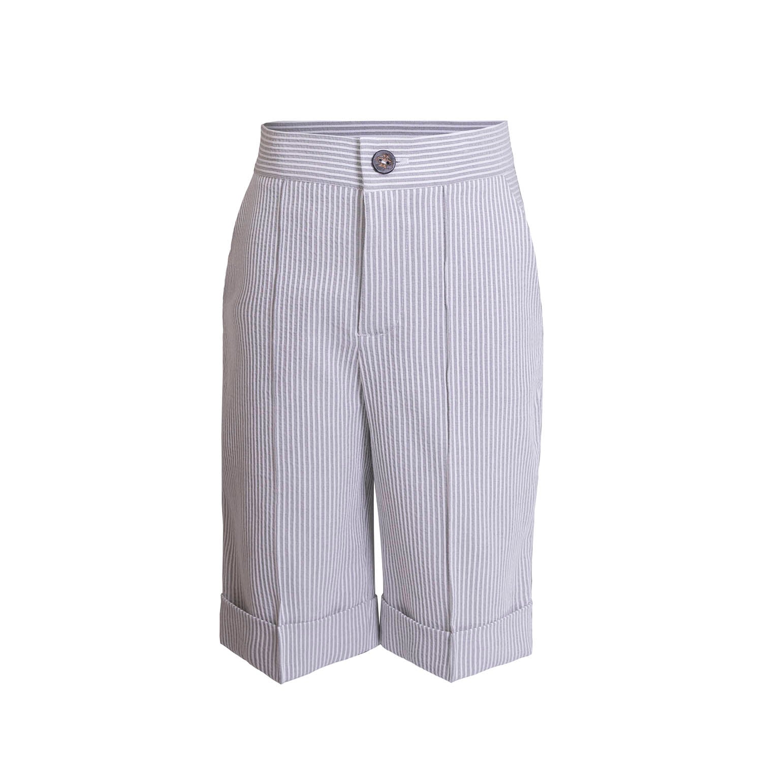 The Striped Short Pants — Grey-0