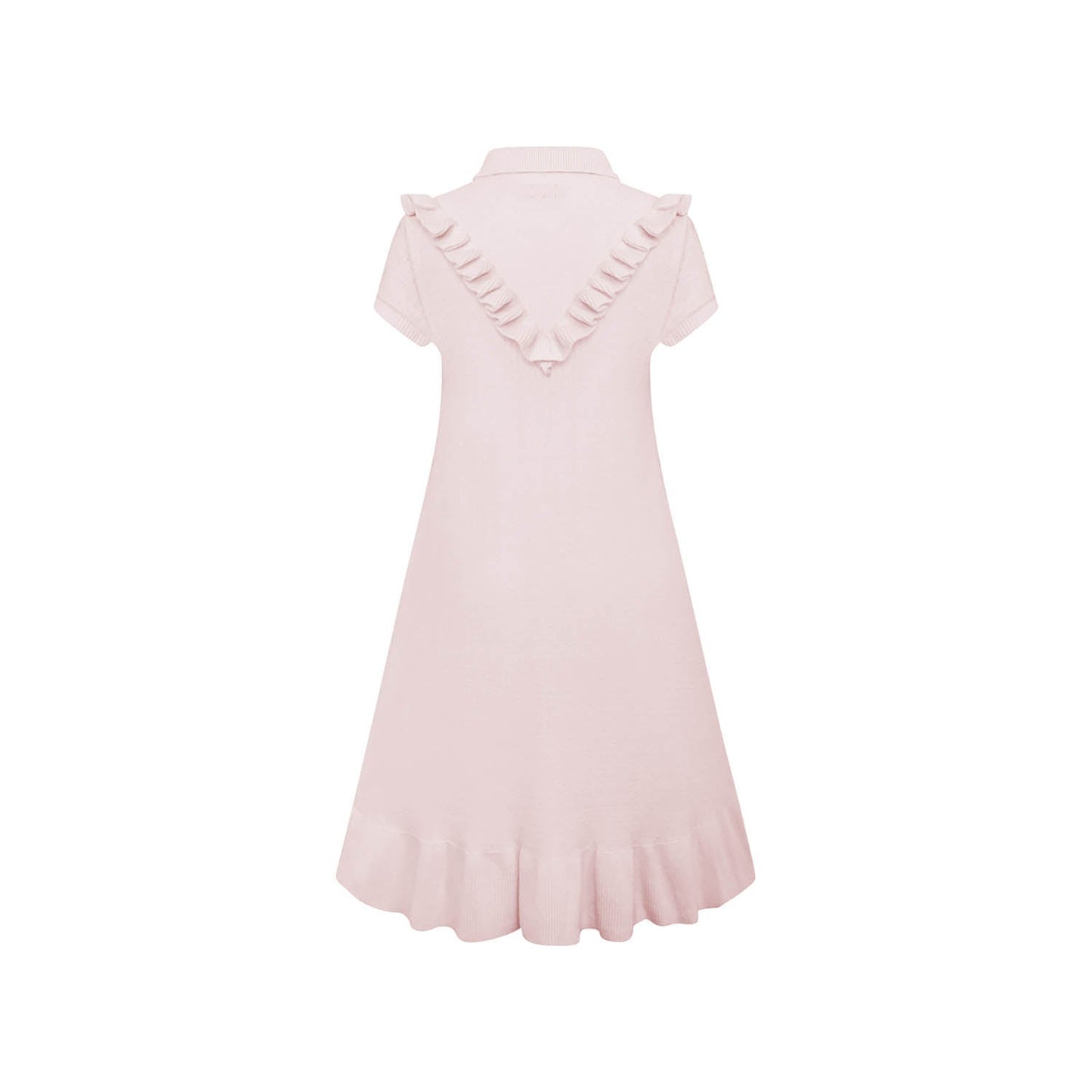 Pink Knit Midi Dress with Yoke-2