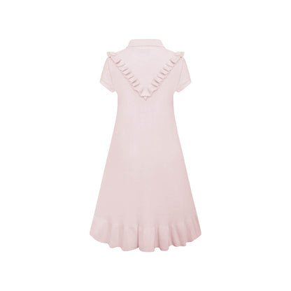 Pink Knit Midi Dress with Yoke-2