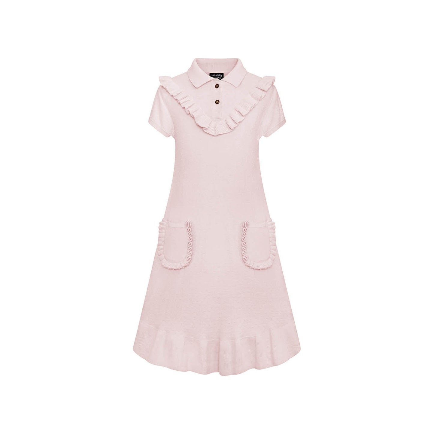 Pink Knit Midi Dress with Yoke-0