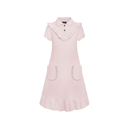 Pink Knit Midi Dress with Yoke-0