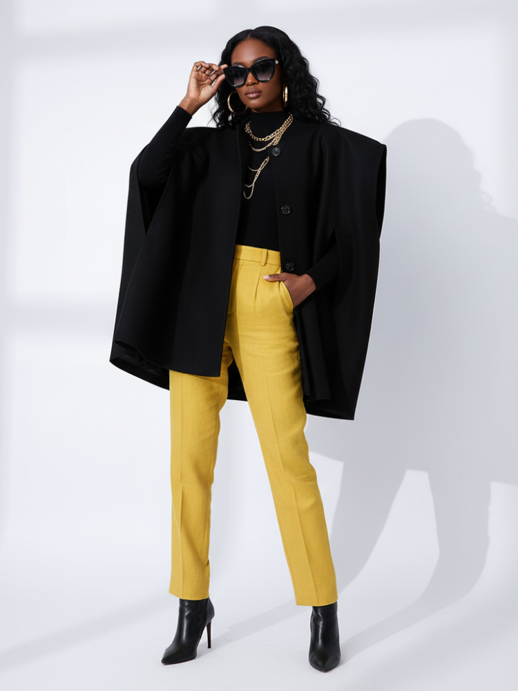 Irregular Woolen Hooded Cape, The Library | Women - BYMANYC ® New York-0