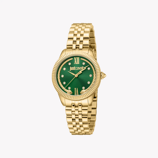 Just Cavalli Women's Gold Alloy Steel Watch, Green Dial | Jc1l315m0065-0