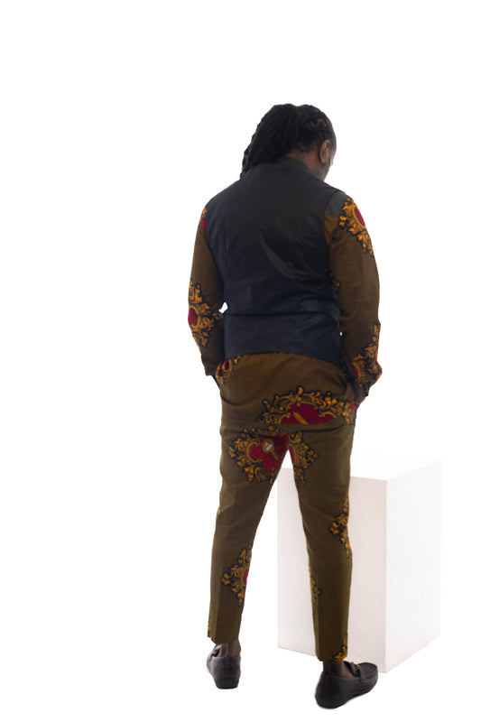 African Fashion Ankara Print Shirt, Trouser & Waistcoat Set-1