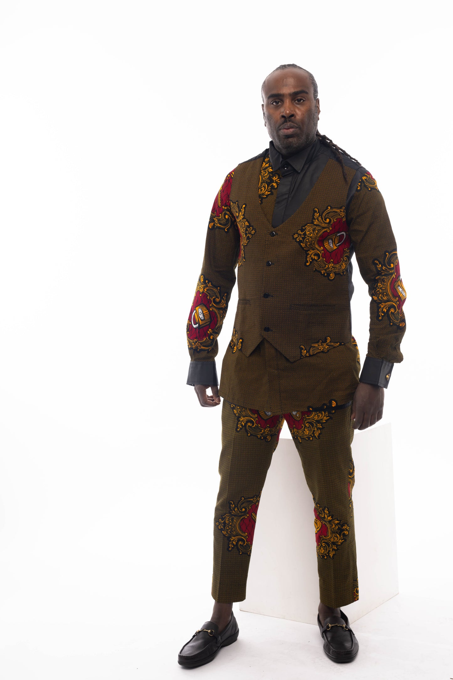 African Fashion Ankara Print Shirt, Trouser & Waistcoat Set-0