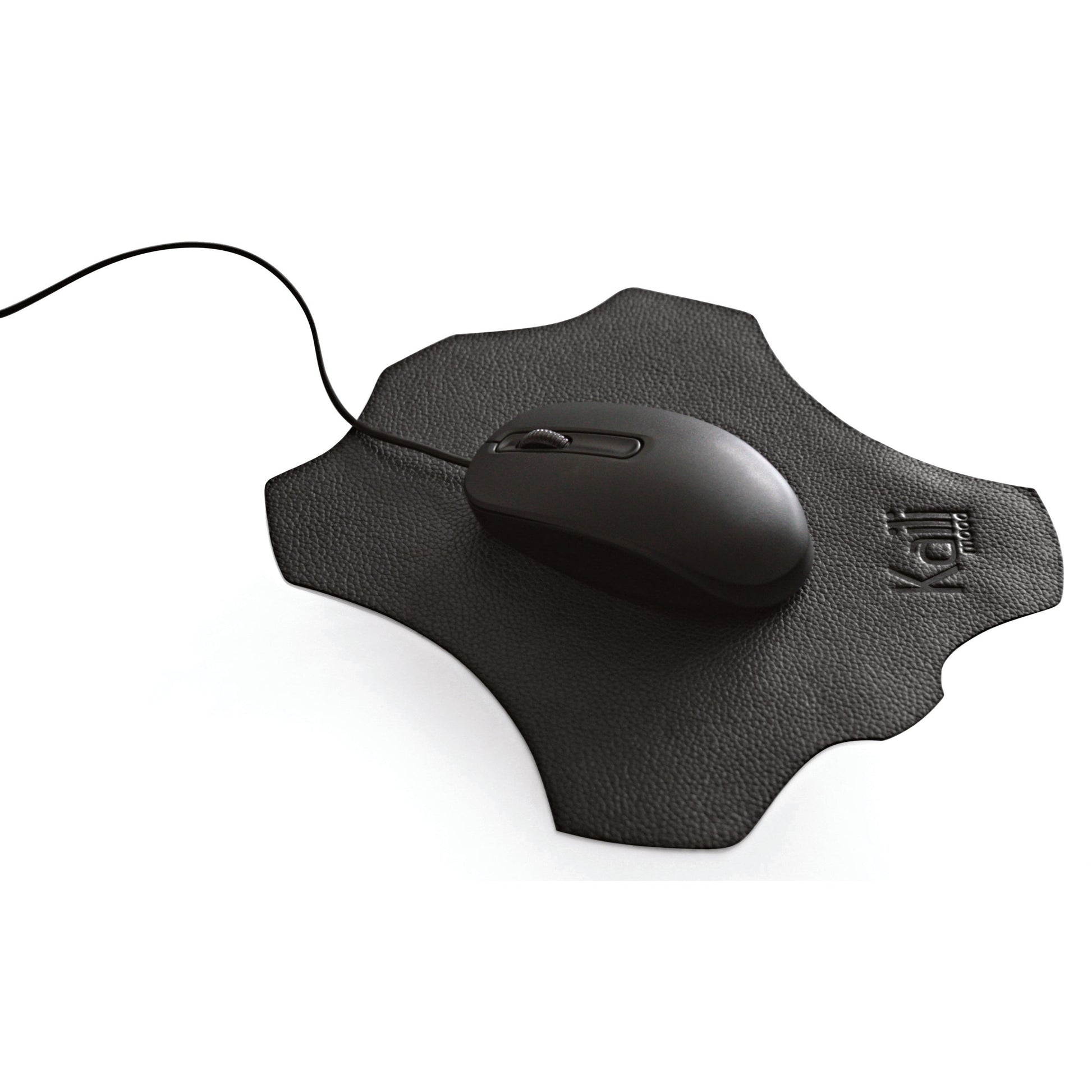 K0001AB | Mouse Pad Made in Italy Full grain genuine leather, dollar grain - Black color - Size: cm 20 x 23 - Package: Tnt tubular bag-0