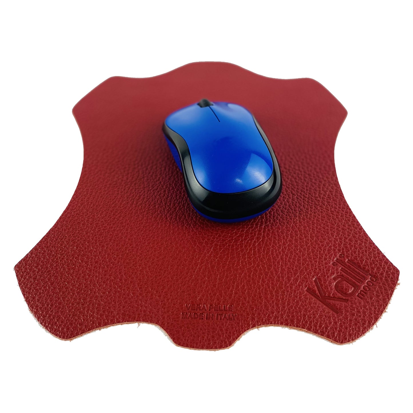 K0001VB | Mouse Pad Made in Italy Full grain genuine leather, dollar grain - Red color - Size: 20 x 23 cm - Package: Tnt tubular bag-1