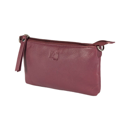 K0013NB | Women's strap in genuine full-grain leather, with light grain. Removable shoulder strap. Polished nickel hardware. Mauve color. Dimensions: 20 x 10.5 x 2 cm. Packaging: Tnt bag-2