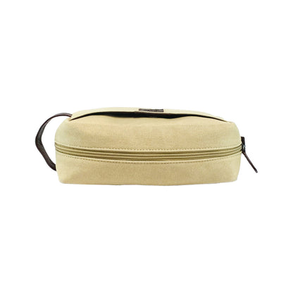 K0014GB | Canvas/Vera full-grain leather beauty case, foxed. Rope/Brown head color. Side handle. Zipper closure. Dimensions: 24 x 15 x 9 cm. Packaging: Tnt bag.-4