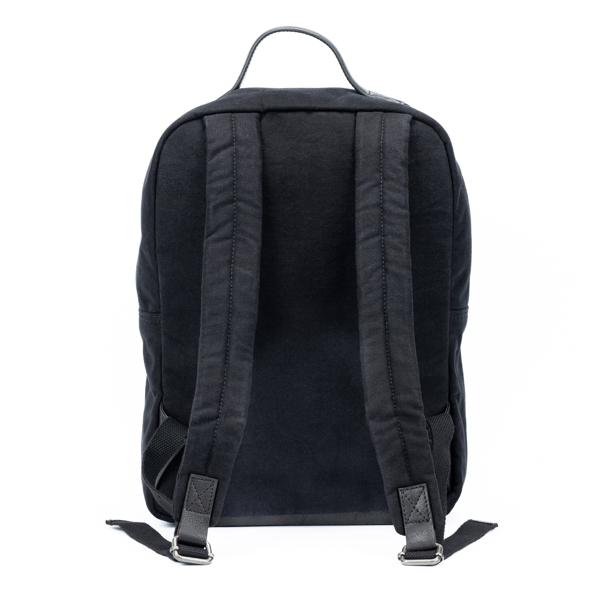 K0023AB | Canvas/Vera Leather Notebook Backpack, full grain, flyaway - Black Color. Nickel Antique accessories, Zipper closure. Dimensions: 29 x 40 x15 cm. Packaging: Tnt bag-1