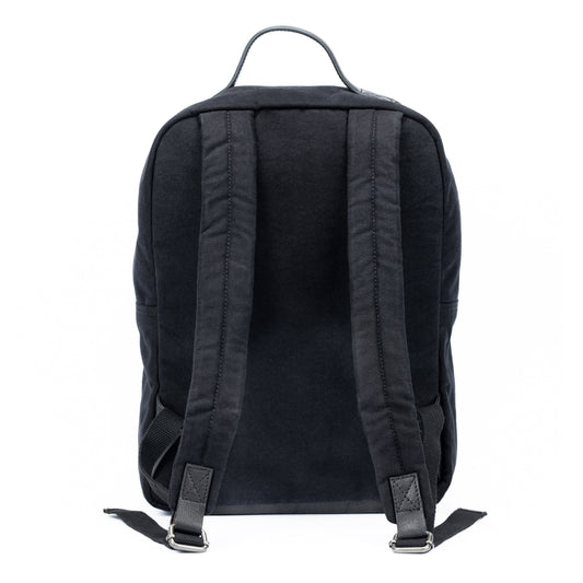 K0023AB | Canvas/Vera Leather Notebook Backpack, full grain, flyaway - Black Color. Nickel Antique accessories, Zipper closure. Dimensions: 29 x 40 x15 cm. Packaging: Tnt bag-1