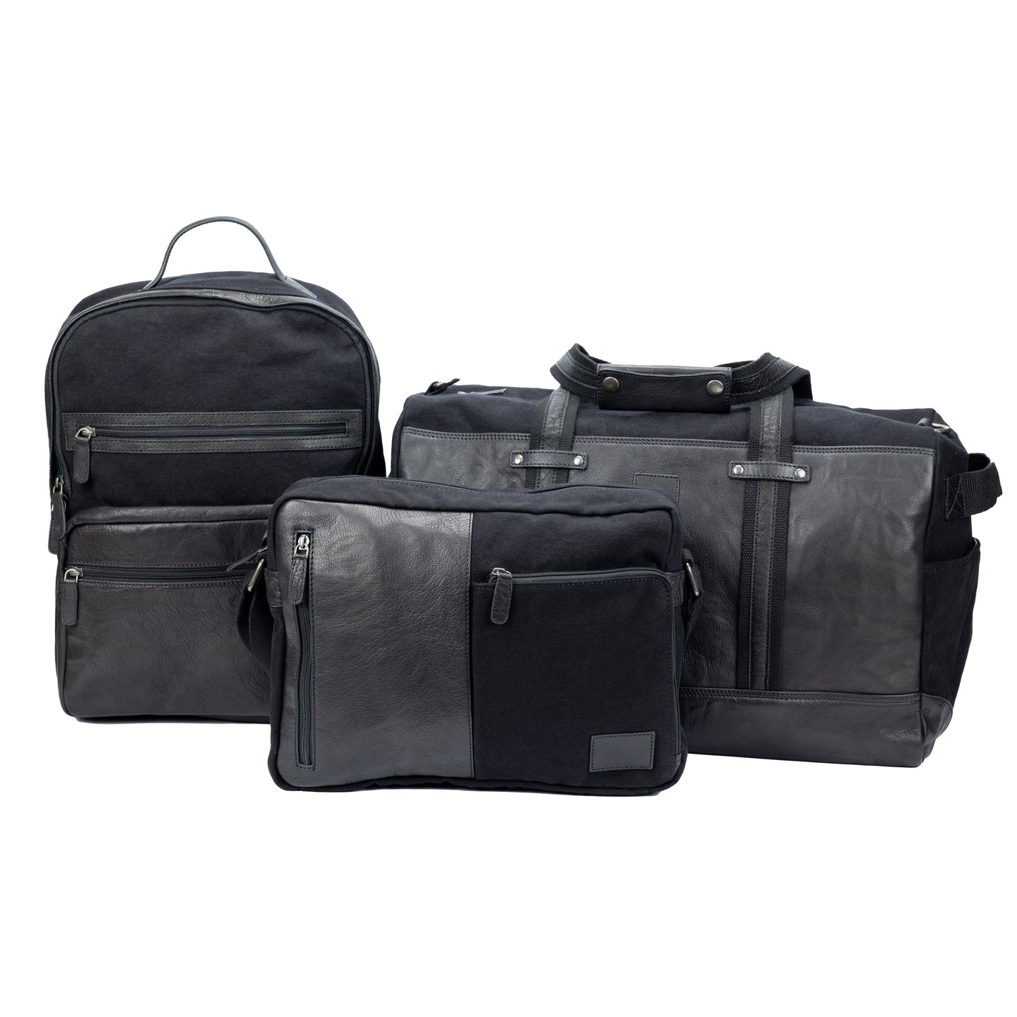 K0023AB | Canvas/Vera Leather Notebook Backpack, full grain, flyaway - Black Color. Nickel Antique accessories, Zipper closure. Dimensions: 29 x 40 x15 cm. Packaging: Tnt bag-3