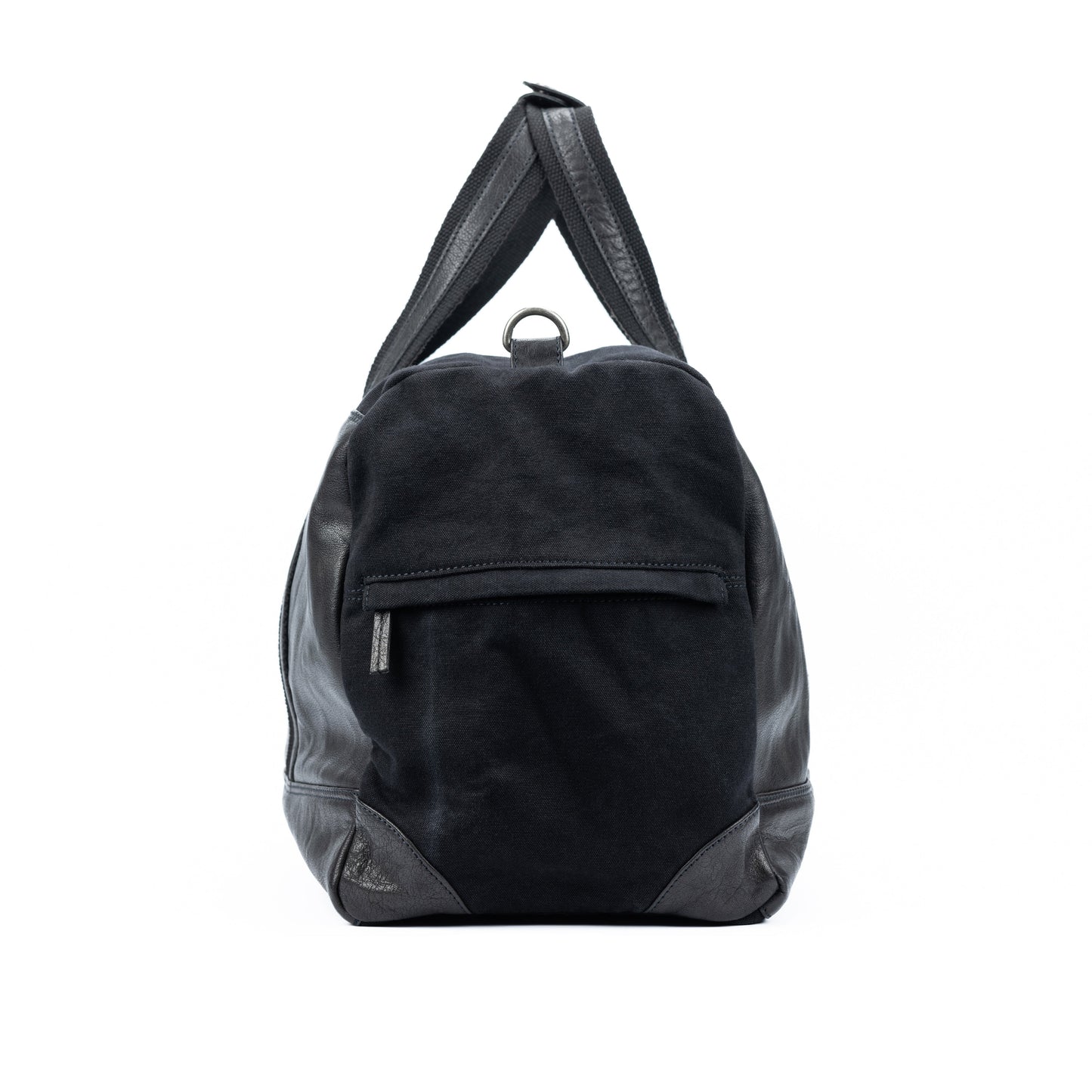 K0024AB | Canvas/Vera Leather Travel Duffle Bag, full-grain, ruffled - Black Color. Nickel Antique Accessories, Zipper Closure. Dimensions: 48 x 31 x 22 cm - Packaging: Tnt bag-2