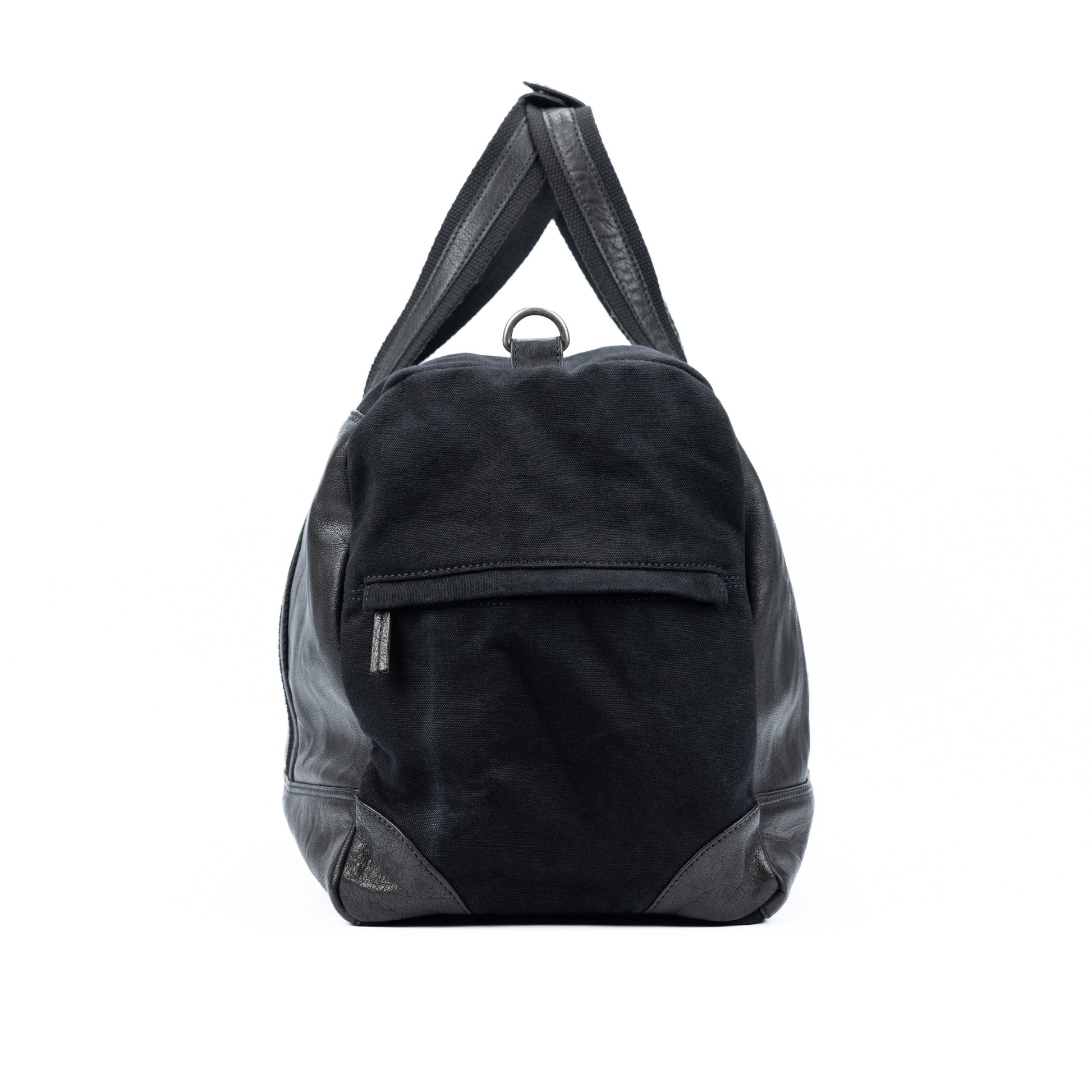 K0024AB | Canvas/Vera Leather Travel Duffle Bag, full-grain, ruffled - Black Color. Nickel Antique Accessories, Zipper Closure. Dimensions: 48 x 31 x 22 cm - Packaging: Tnt bag-2