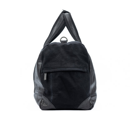 K0024AB | Canvas/Vera Leather Travel Duffle Bag, full-grain, ruffled - Black Color. Nickel Antique Accessories, Zipper Closure. Dimensions: 48 x 31 x 22 cm - Packaging: Tnt bag-2