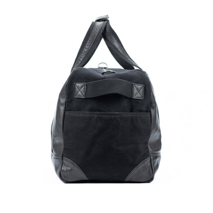 K0024AB | Canvas/Vera Leather Travel Duffle Bag, full-grain, ruffled - Black Color. Nickel Antique Accessories, Zipper Closure. Dimensions: 48 x 31 x 22 cm - Packaging: Tnt bag-3