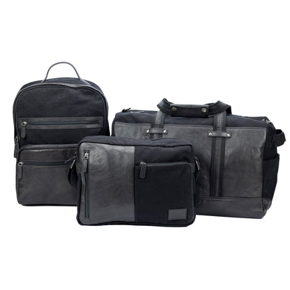 K0024AB | Canvas/Vera Leather Travel Duffle Bag, full-grain, ruffled - Black Color. Nickel Antique Accessories, Zipper Closure. Dimensions: 48 x 31 x 22 cm - Packaging: Tnt bag-4