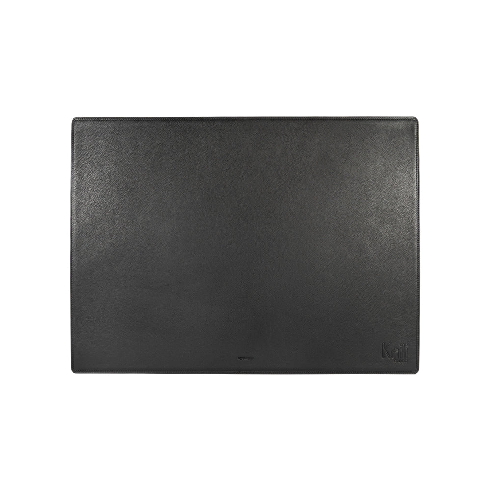 K0044AB | Genuine Full Grain Leather Desk Pad with Dollar Grain - Black Color - Size: 50 x 37 x 0.5 cm - Package: Black Cardboard Envelope-1