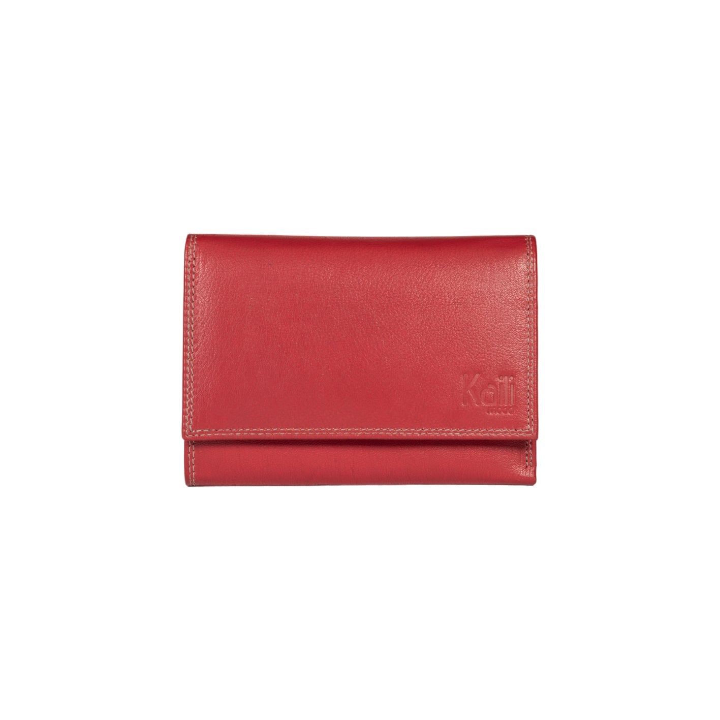 K10233VB | Women's wallet in genuine full-grain leather, with light grain. Red color. Size when closed: 14 x 10.5 x 2.5 cm. Packaging: hard bottom/cover Gift Box-2