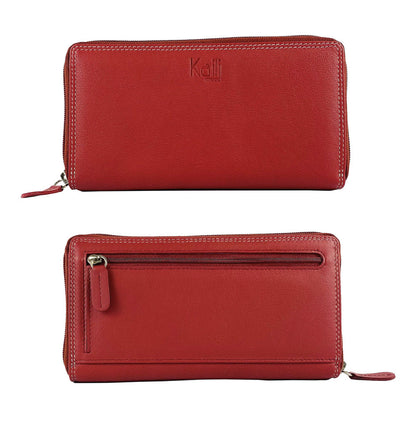 K10238VB | Women's wallet in genuine full-grain leather, with light grain. Red color. Size when closed: 18.5 x 10 x 2.5 cm. Packaging: hard bottom/cover Gift Box-0