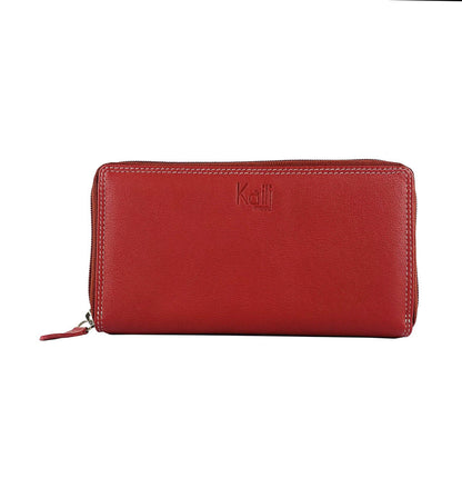 K10238VB | Women's wallet in genuine full-grain leather, with light grain. Red color. Size when closed: 18.5 x 10 x 2.5 cm. Packaging: hard bottom/cover Gift Box-1