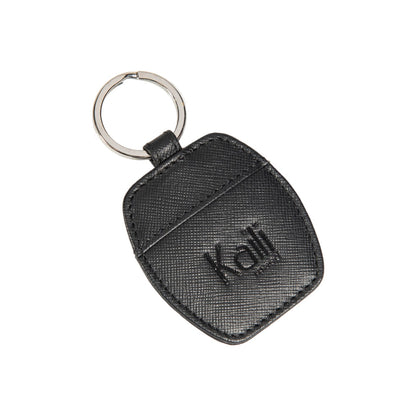 K10854AB | Saffiano Vera Pelle keychain. Black color. Polished Nickel key ring. Total dimensions: 5.5 x 9.5 x 0.5 cm. Packaging: hard bottom/cover Gift Box-3
