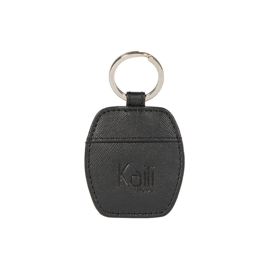 K10854AB | Saffiano Vera Pelle keychain. Black color. Polished Nickel key ring. Total dimensions: 5.5 x 9.5 x 0.5 cm. Packaging: hard bottom/cover Gift Box-0