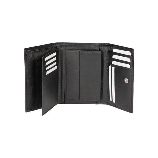 K11433AB | Women's wallet in genuine full-grain leather, with light grain. Black color. Size when closed: 14 x 10.5 x 2.5 cm. Packaging: hard bottom/cover Gift Box-1