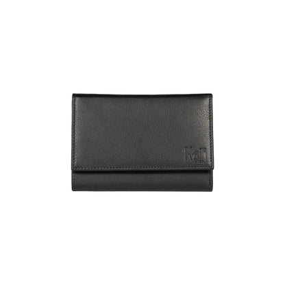 K11433AB | Women's wallet in genuine full-grain leather, with light grain. Black color. Size when closed: 14 x 10.5 x 2.5 cm. Packaging: hard bottom/cover Gift Box-2