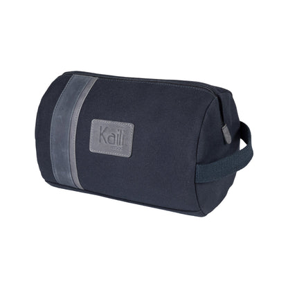 K2005DF | Beauty Case in Canvas 100% Cotton/Full Grain Leather, Naked. Blue color. Side handle. Zipper closure. Dimensions: 25 x 15 x 17 cm. Packaging: Tnt bag-0