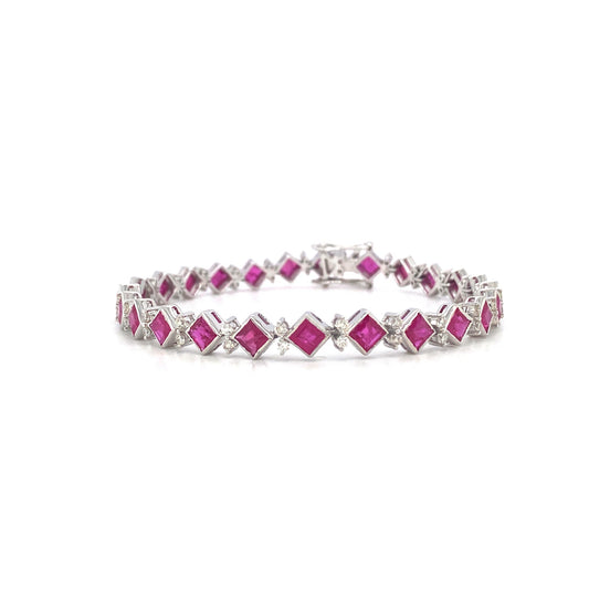 Ruby and Diamond Bracelet in 18K White Gold - KGD 40783-0