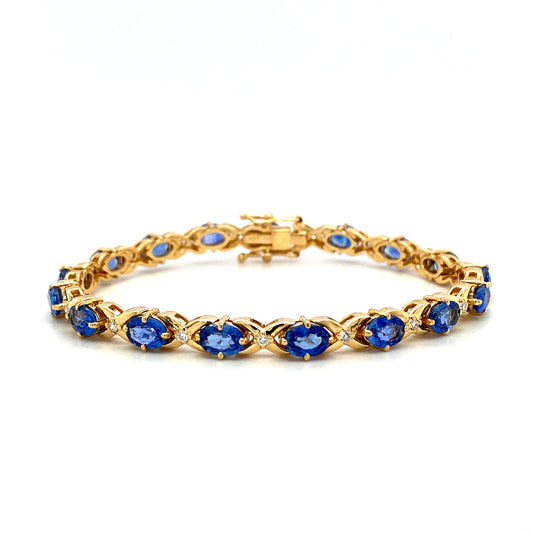 Sapphire and Diamond Bracelet in 14K Yellow Gold - KGD 41374-0