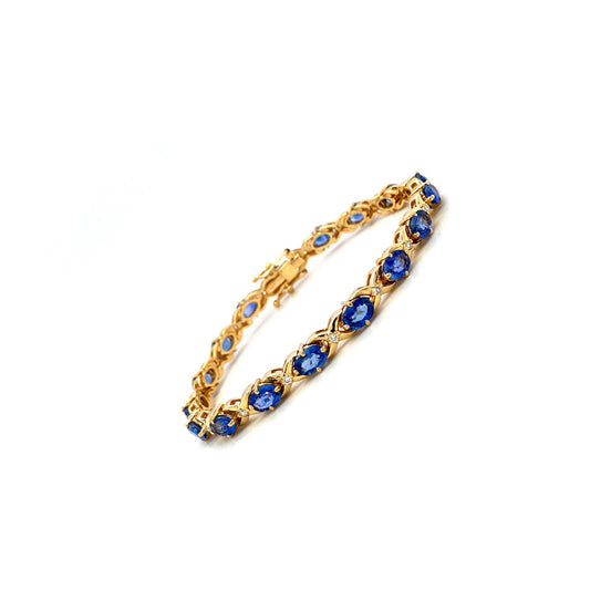 Sapphire and Diamond Bracelet in 14K Yellow Gold - KGD 41374-1