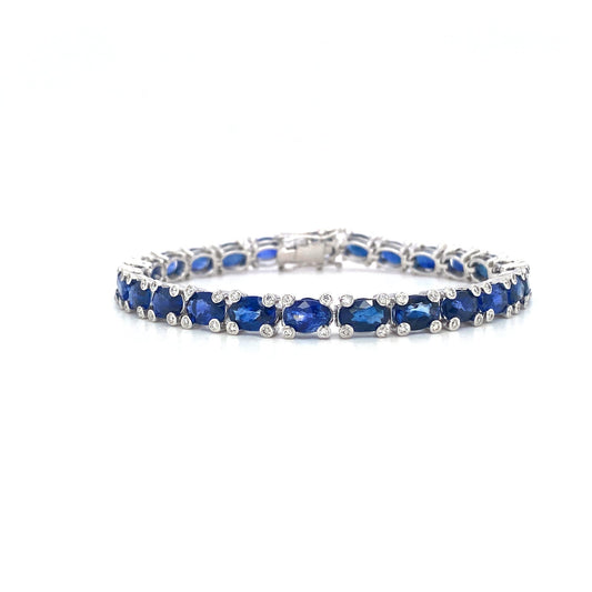 Sapphire and Diamond Bracelet in 18K White Gold - KGD 41376-0