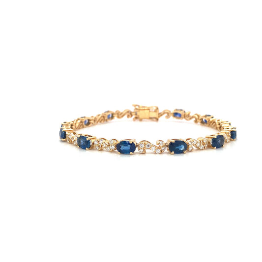 Sapphire and Diamond Bracelet in 14K Yellow Gold - KGD 41387-0