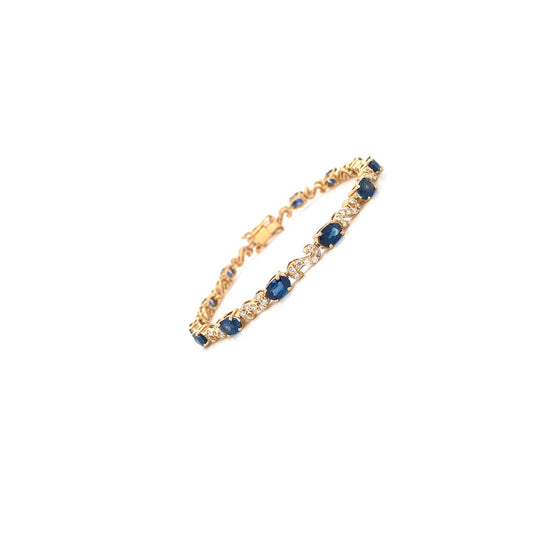 Sapphire and Diamond Bracelet in 14K Yellow Gold - KGD 41387-1