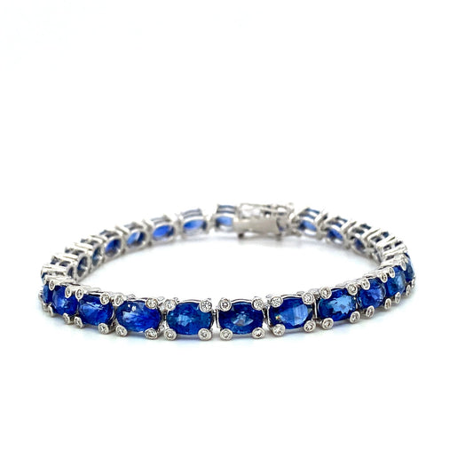 Sapphire and Diamond Bracelet in 18K White Gold - KGD 41398-0