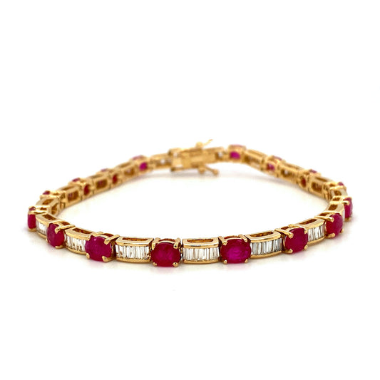 Ruby and Diamond Bracelet in 14K Yellow Gold - KGD 41401-0