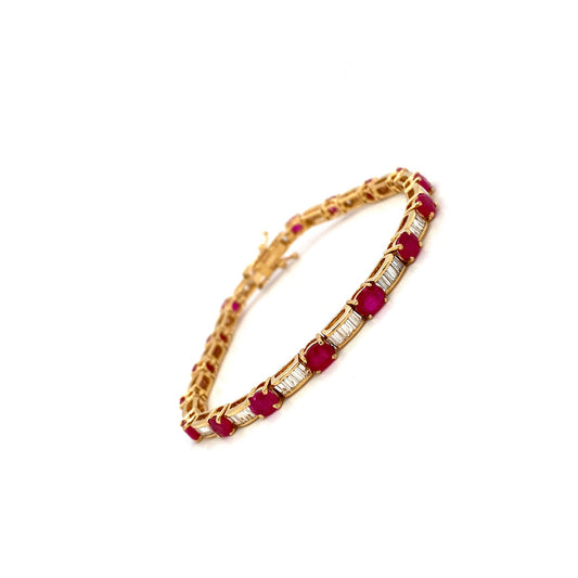 Ruby and Diamond Bracelet in 14K Yellow Gold - KGD 41401-1