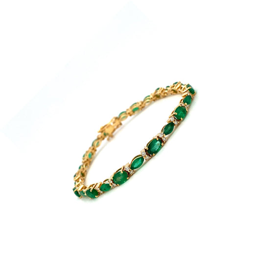 Emerald and Diamond Bracelet in 14K Yellow Gold - KGD 41429-1