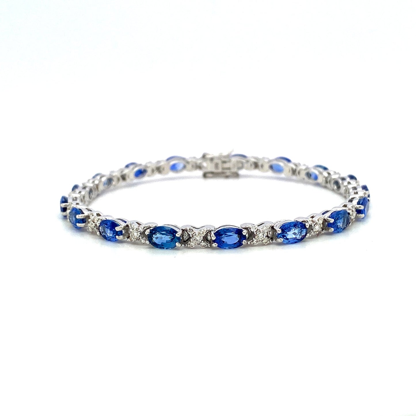 Sapphire and Diamond Bracelet in 14K White Gold - KGD 41486-0