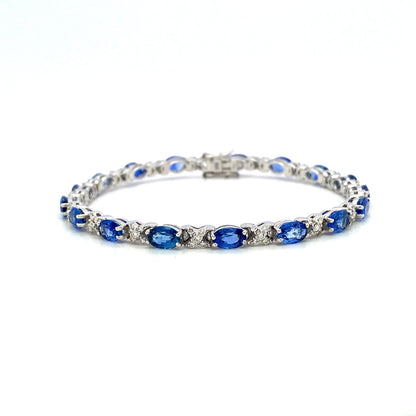 Sapphire and Diamond Bracelet in 14K White Gold - KGD 41486-0